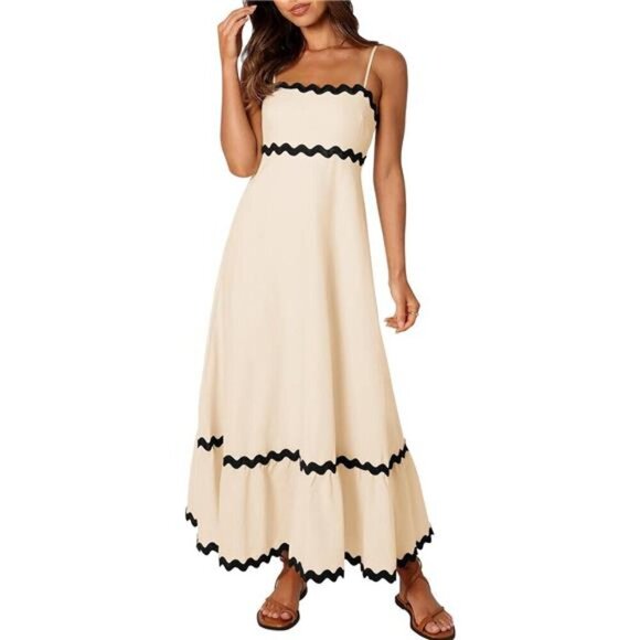 Summer Spaghetti Strap Backless Sundress | Flowy Smocked Lace Midi Dress - Picture 1 of 6